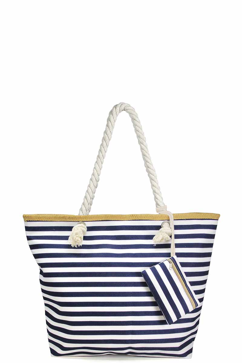 Stripe Tote with Coin Purse