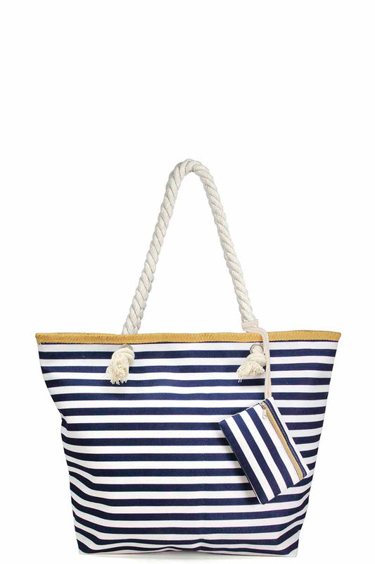 Stripe Tote with Coin Purse