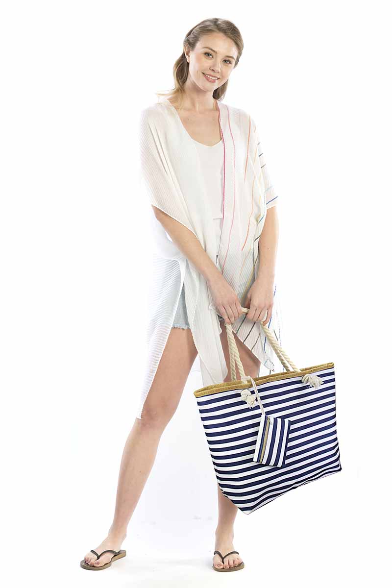 Stripe Tote with Coin Purse