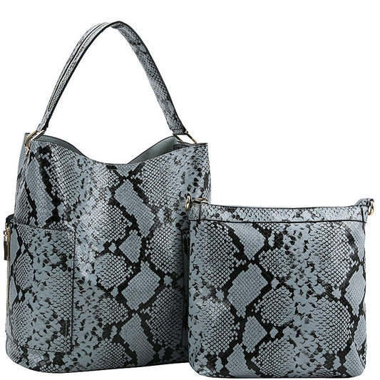 2 in 1 Snake Skin Hobo Bag