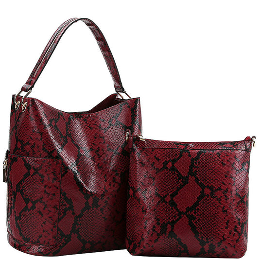 2 in 1 Snake Skin Hobo Bag