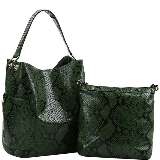 2 in 1 Snake Skin Hobo Bag