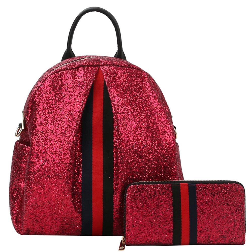 Shimmer Stripe Backpack with Wallet