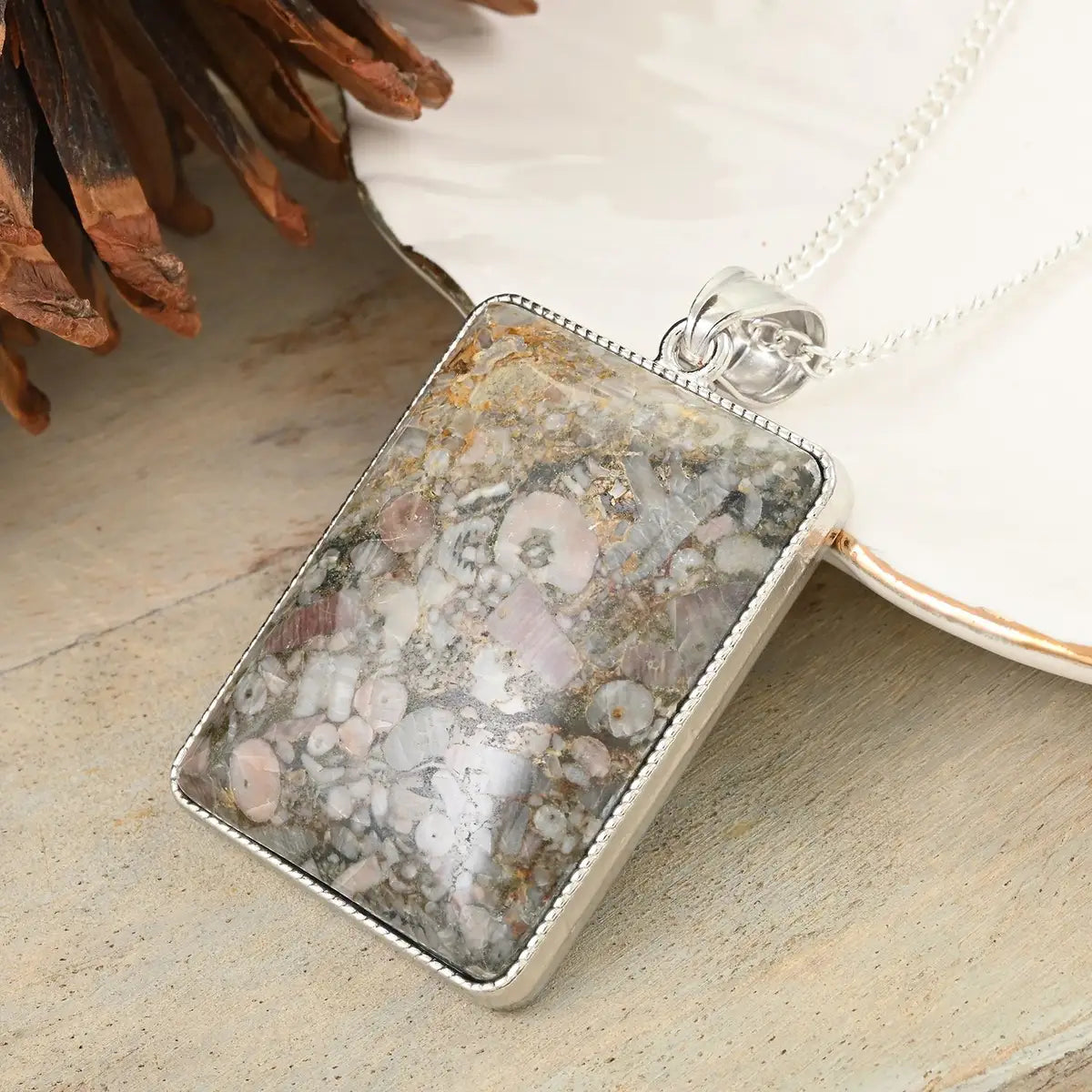 Gemstone Rectangle Pendant Necklace