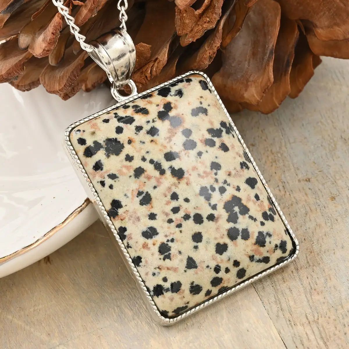 Gemstone Rectangle Pendant Necklace