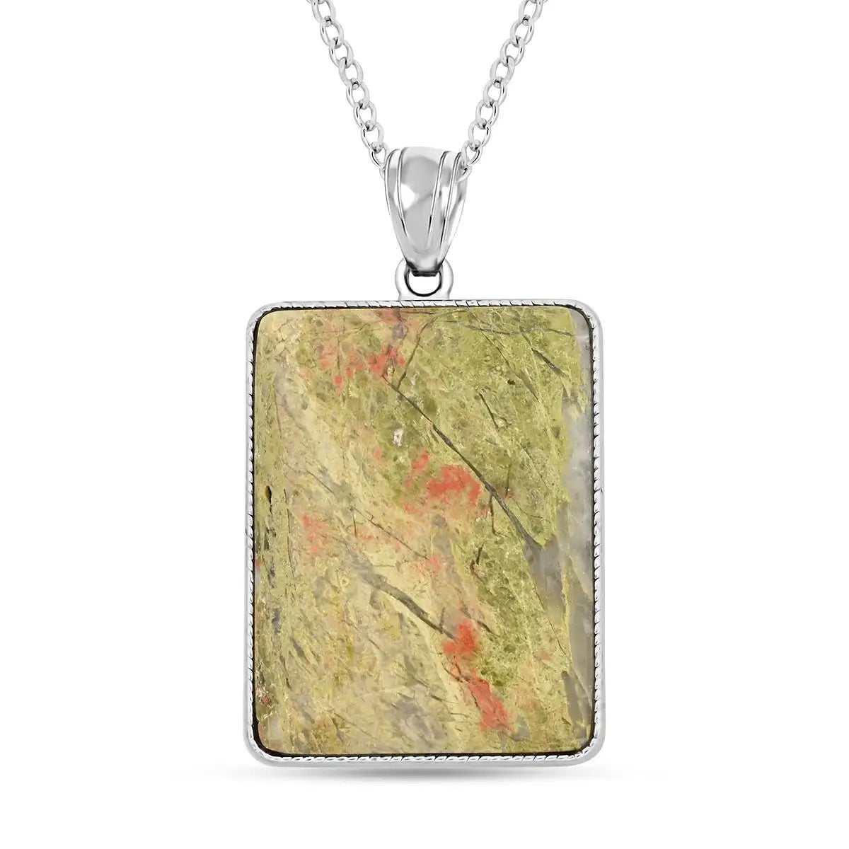 Gemstone Rectangle Pendant Necklace