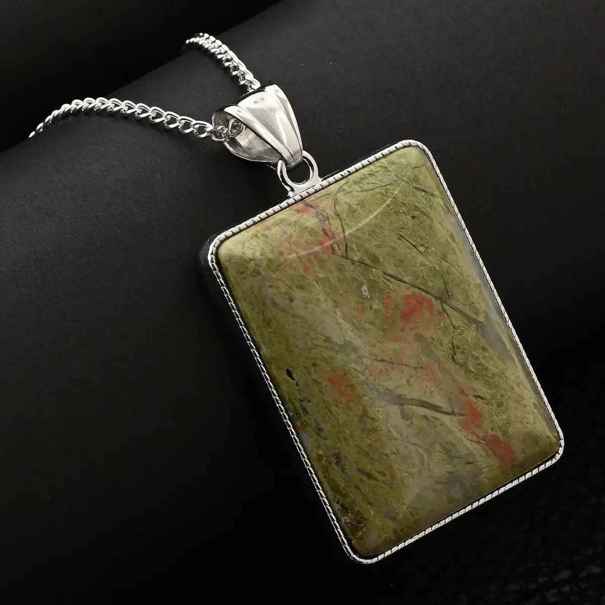 Gemstone Rectangle Pendant Necklace