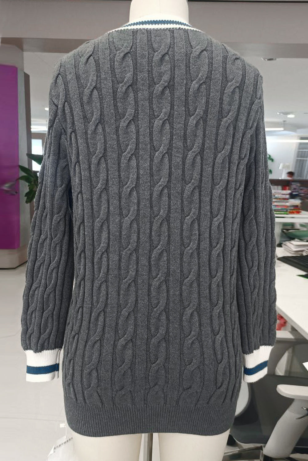 Medium Grey Contrast Fried Dough Twists Sweater