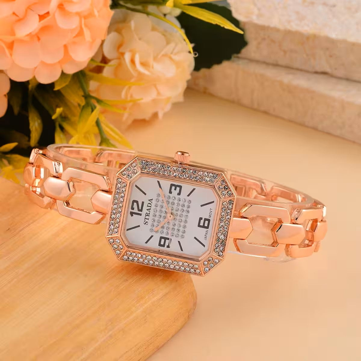 Rose Gold Strada Austrian Crystal Japanese Movement Watch