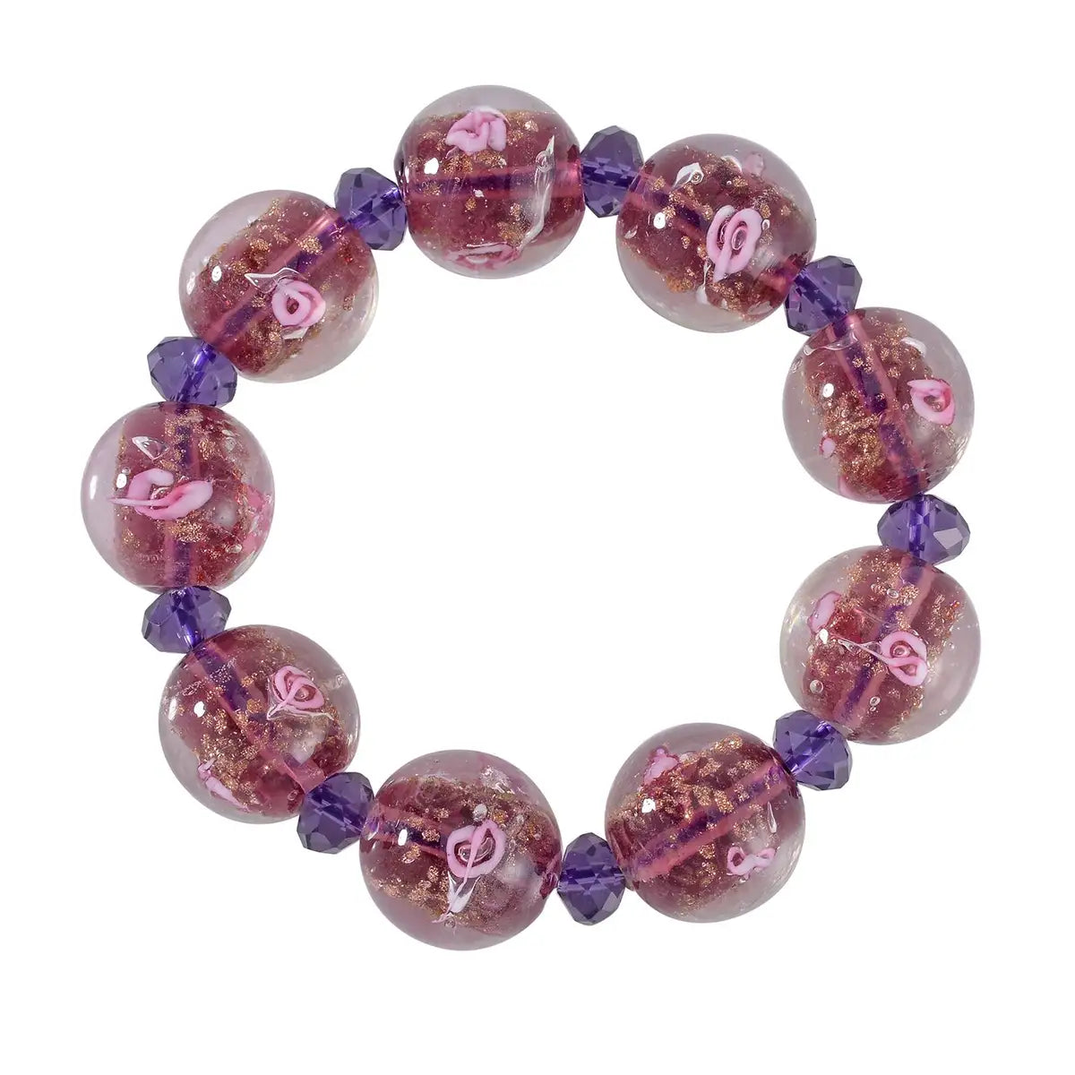 Murano Style Glass Beaded Stretch Bracelet