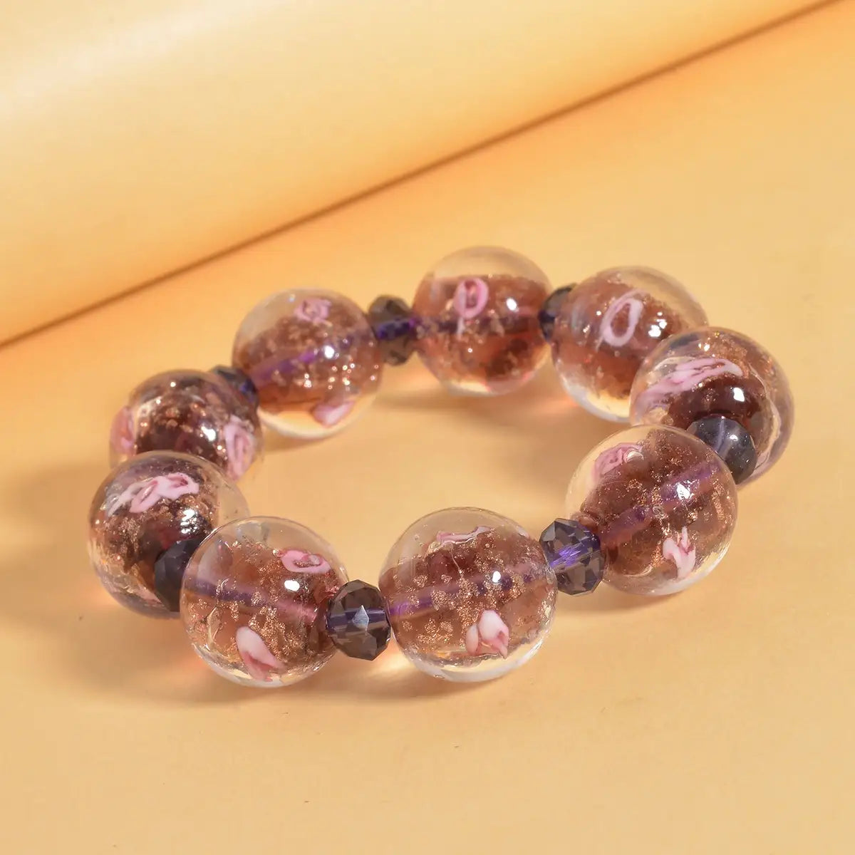 Murano Style Glass Beaded Stretch Bracelet