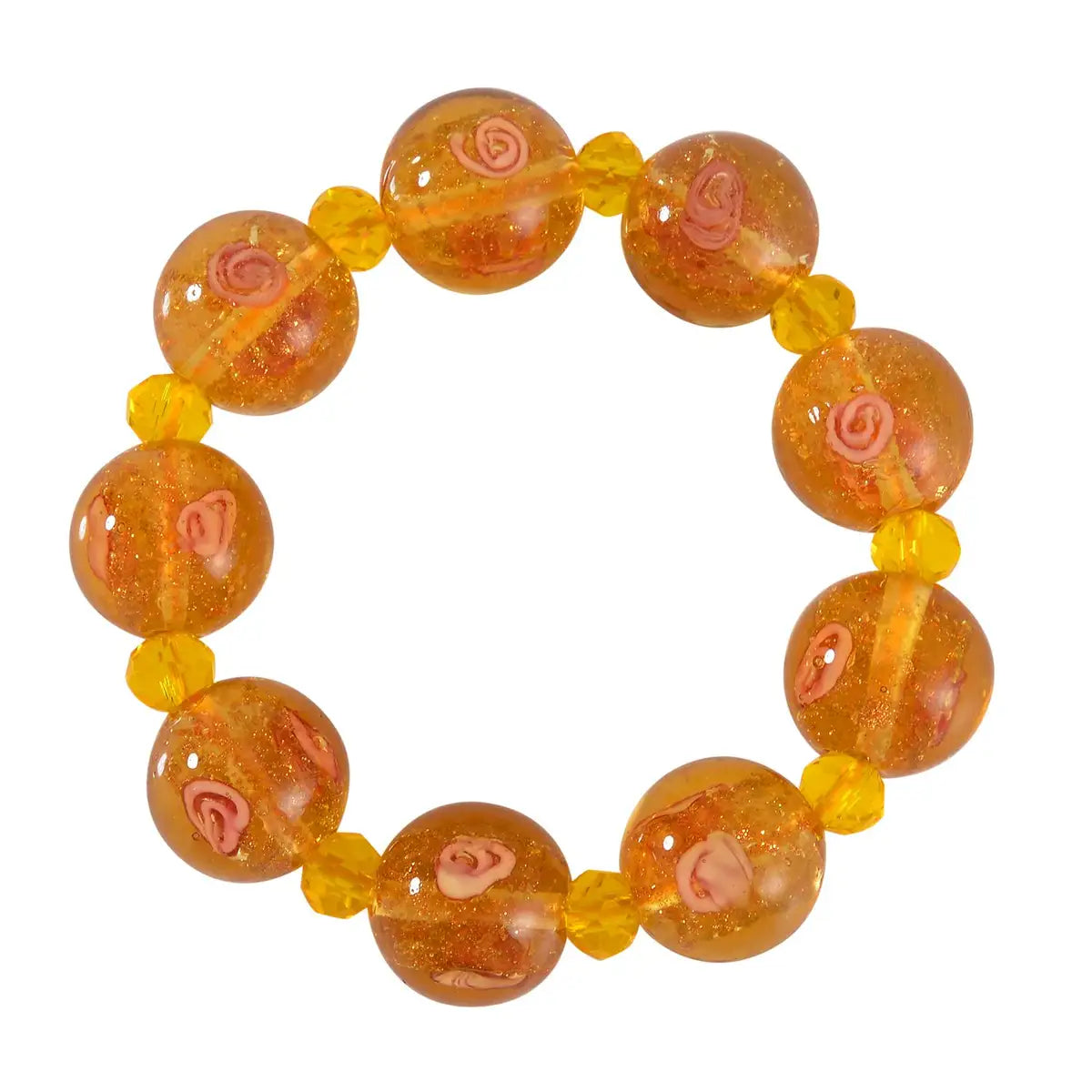 Murano Style Glass Beaded Stretch Bracelet