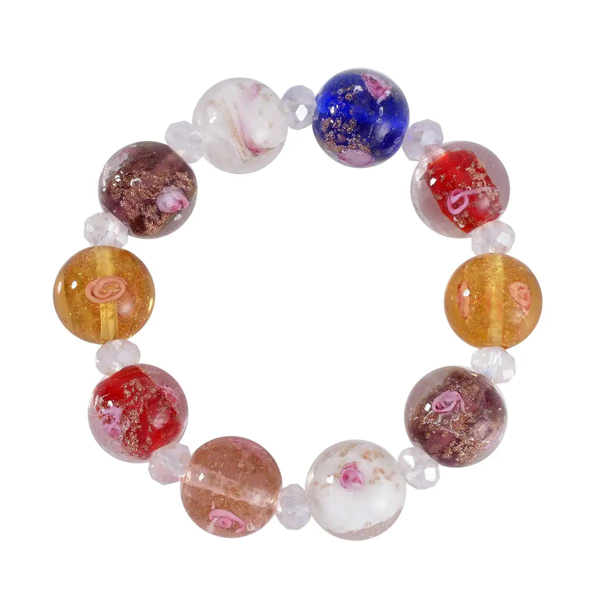 Murano Style Glass Beaded Stretch Bracelet