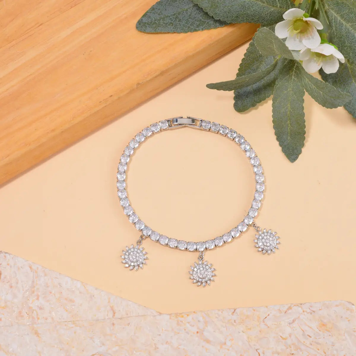 Gemstone Bracelet in Silver Tone