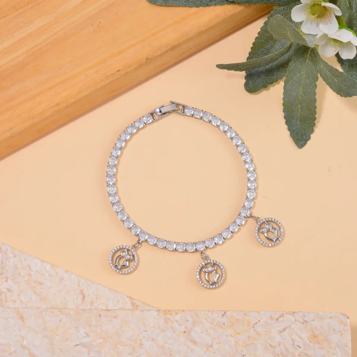 Gemstone Bracelet in Silver Tone