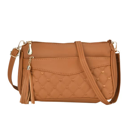 Quilted Pattern Crossbody Bag with Detachable Shoulder Strap