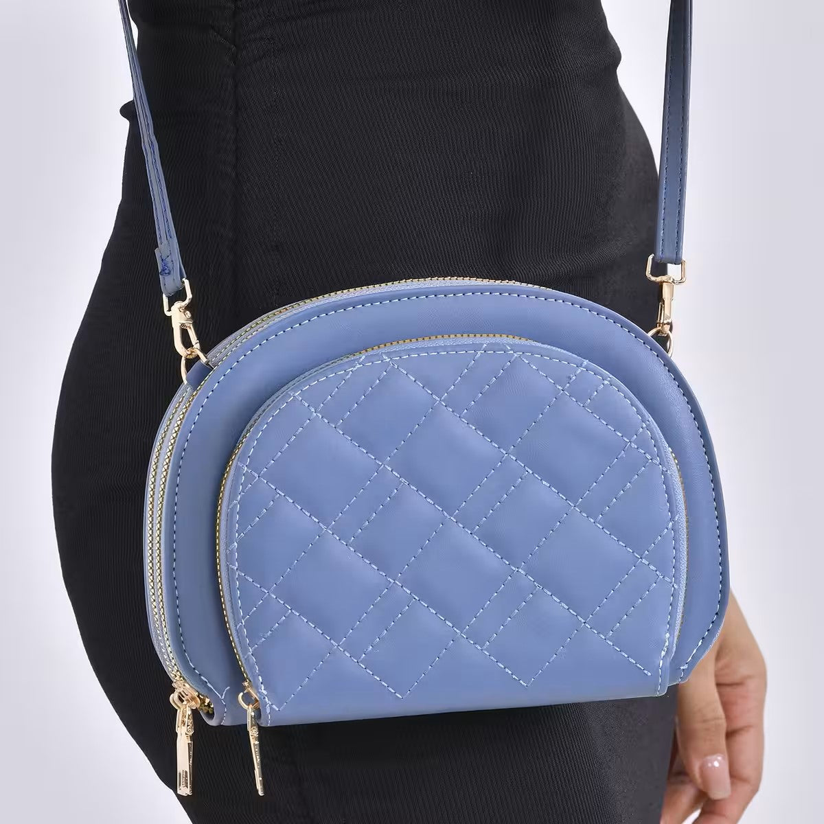 Quilted Crossbody Bag with Detachable Shoulder Strap