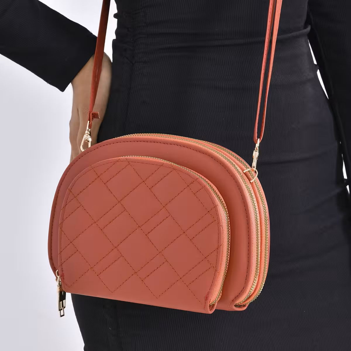 Quilted Crossbody Bag with Detachable Shoulder Strap