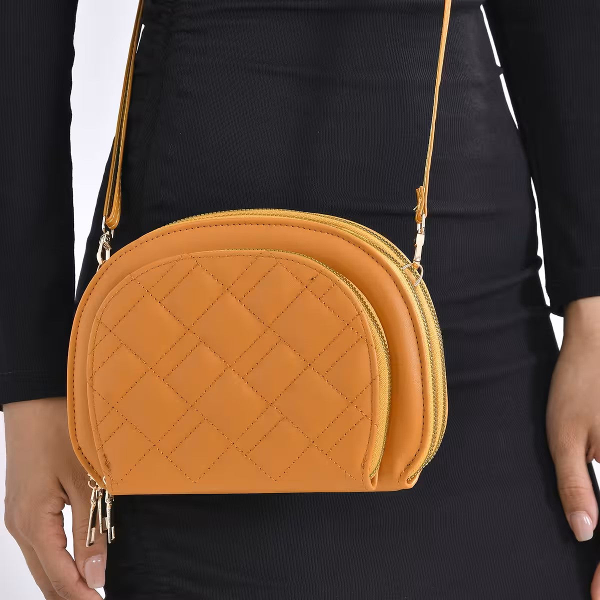 Quilted Crossbody Bag with Detachable Shoulder Strap