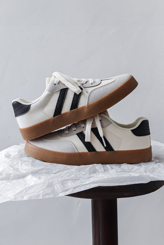 PREORDER Striped Lace Up Flat Sneakers (Available 10/20/2024)